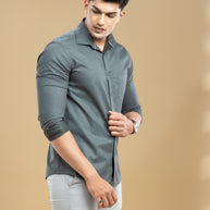 Olive Green Abstract Printed Shirt