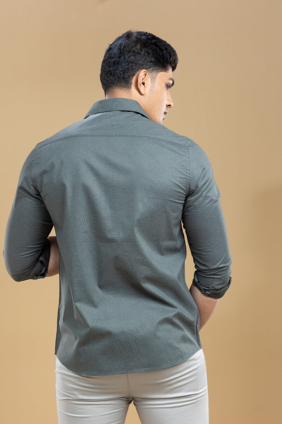 Olive Green Abstract Printed Shirt