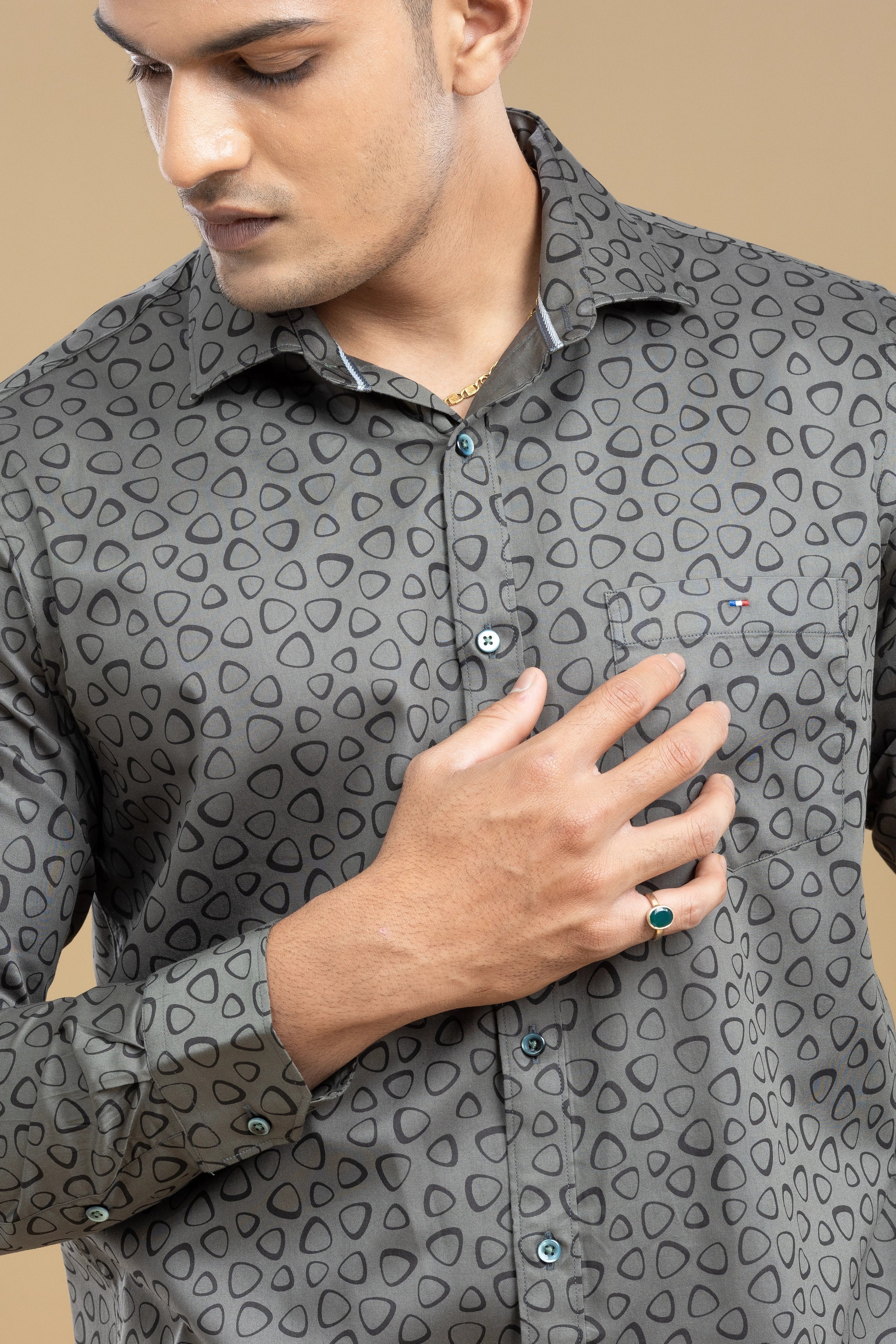 Hunter Green Printed Shirt