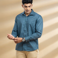 Sea Green Dots Printed Shirt