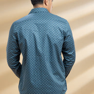 Sea Green Dots Printed Shirt
