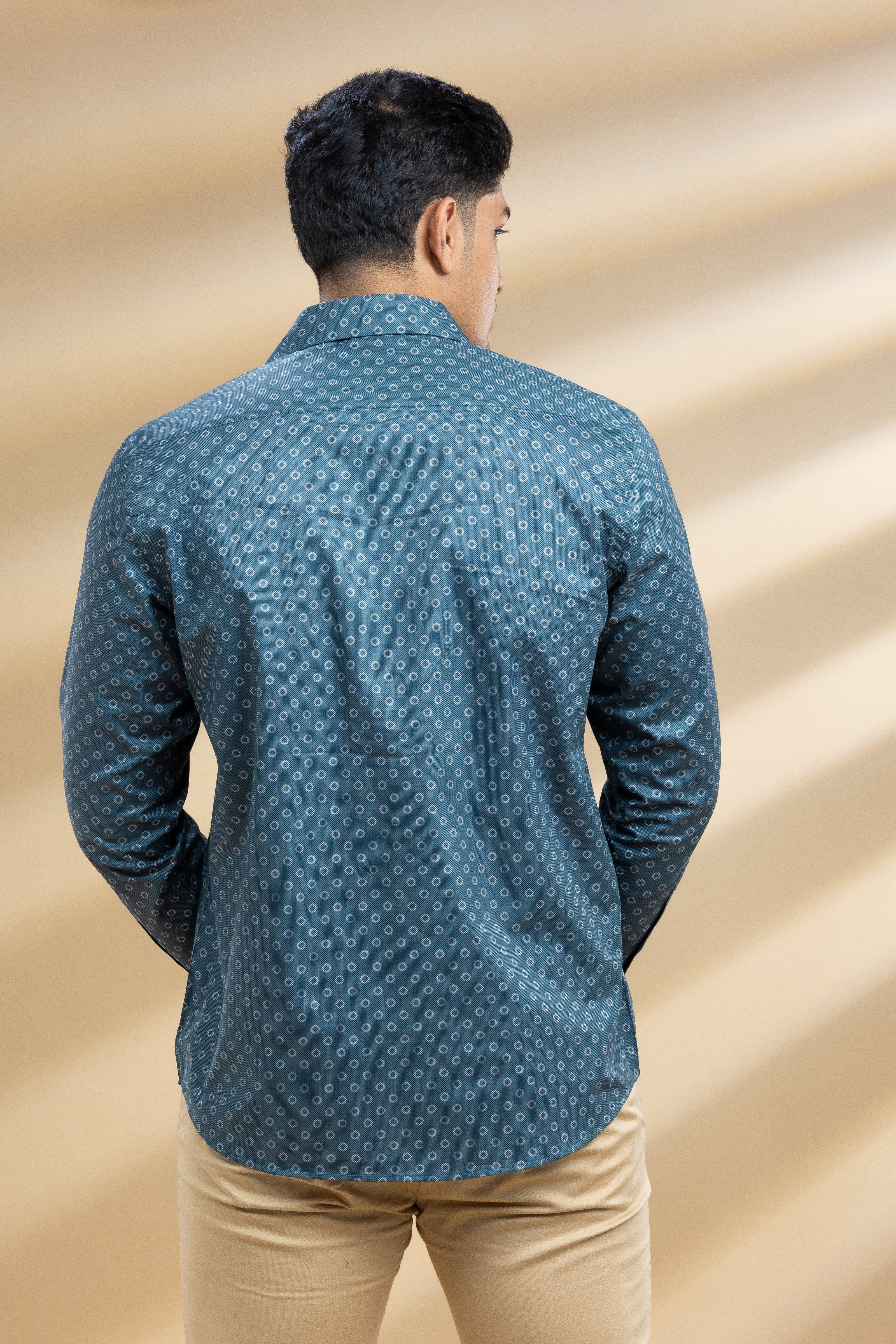 Sea Green Dots Printed Shirt