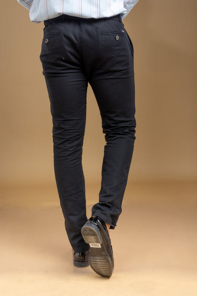Dark Navy Classic Slim Fit Solid Trousers