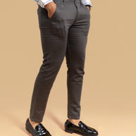 Dark Grey Classic Slim Fit Solid Trousers