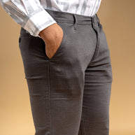 Dark Grey Classic Slim Fit Solid Trousers