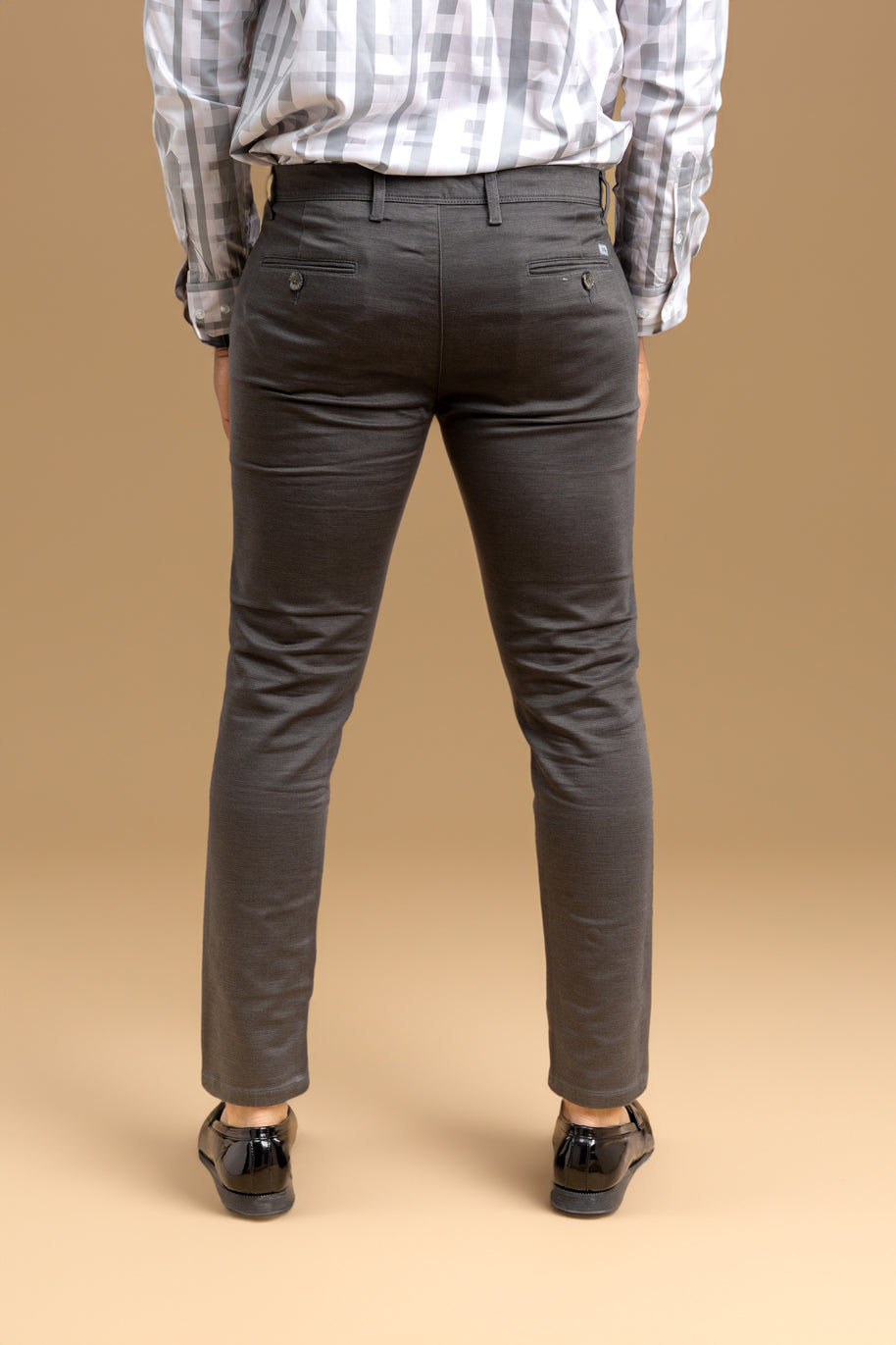 Dark Grey Classic Slim Fit Solid Trousers