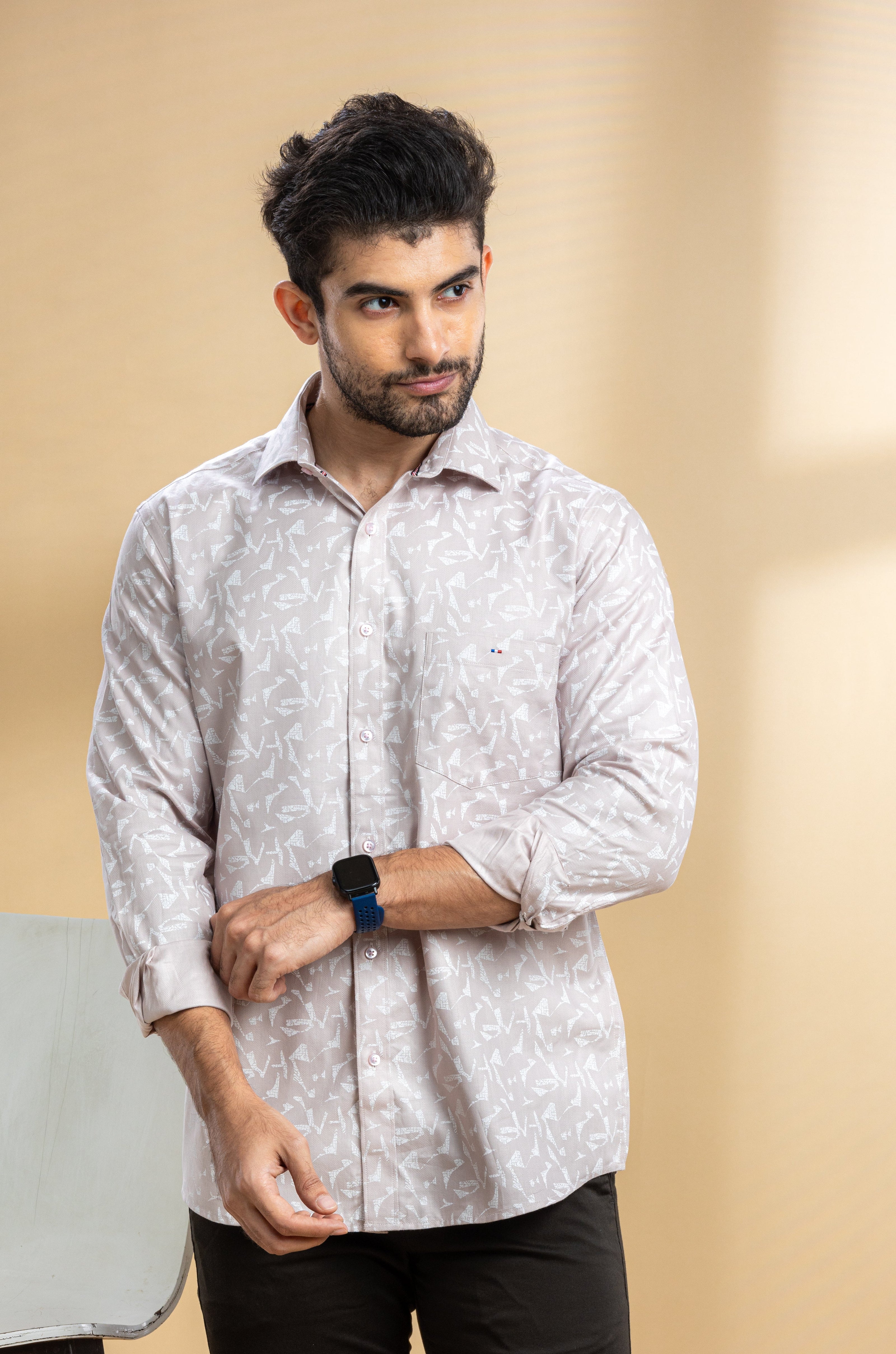 Light Pink Abstract Printed Shirt