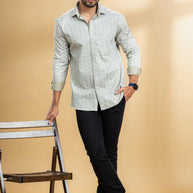 Beige Floral Self Design Abstract Printed Shirt