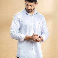 Fog Grey Striped Printed Shirt