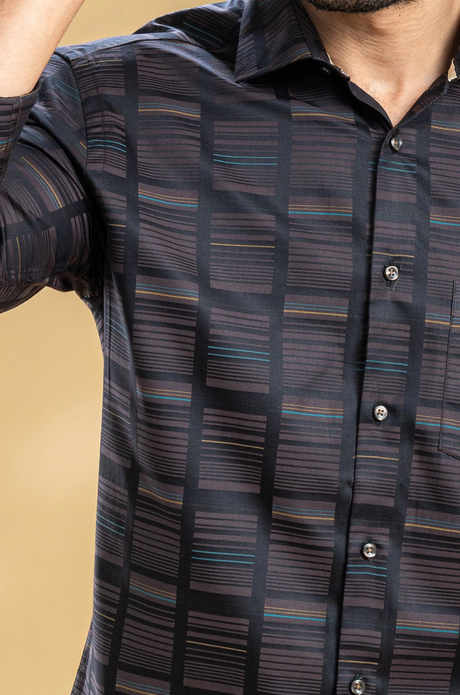 Black and Brown Abstract Printed Shirt