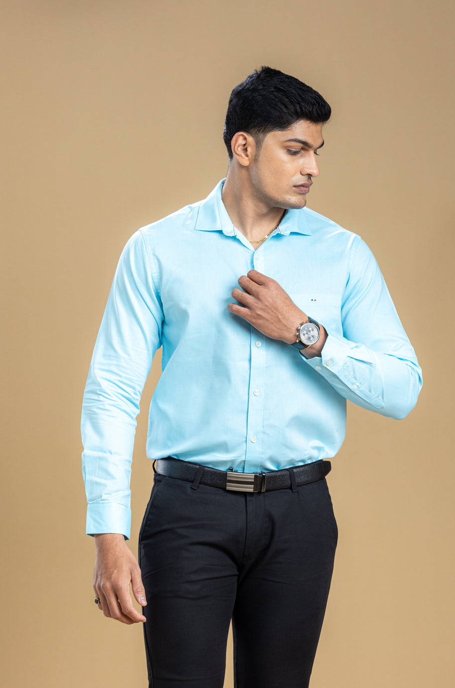 Aqua Blue Solid Shirt