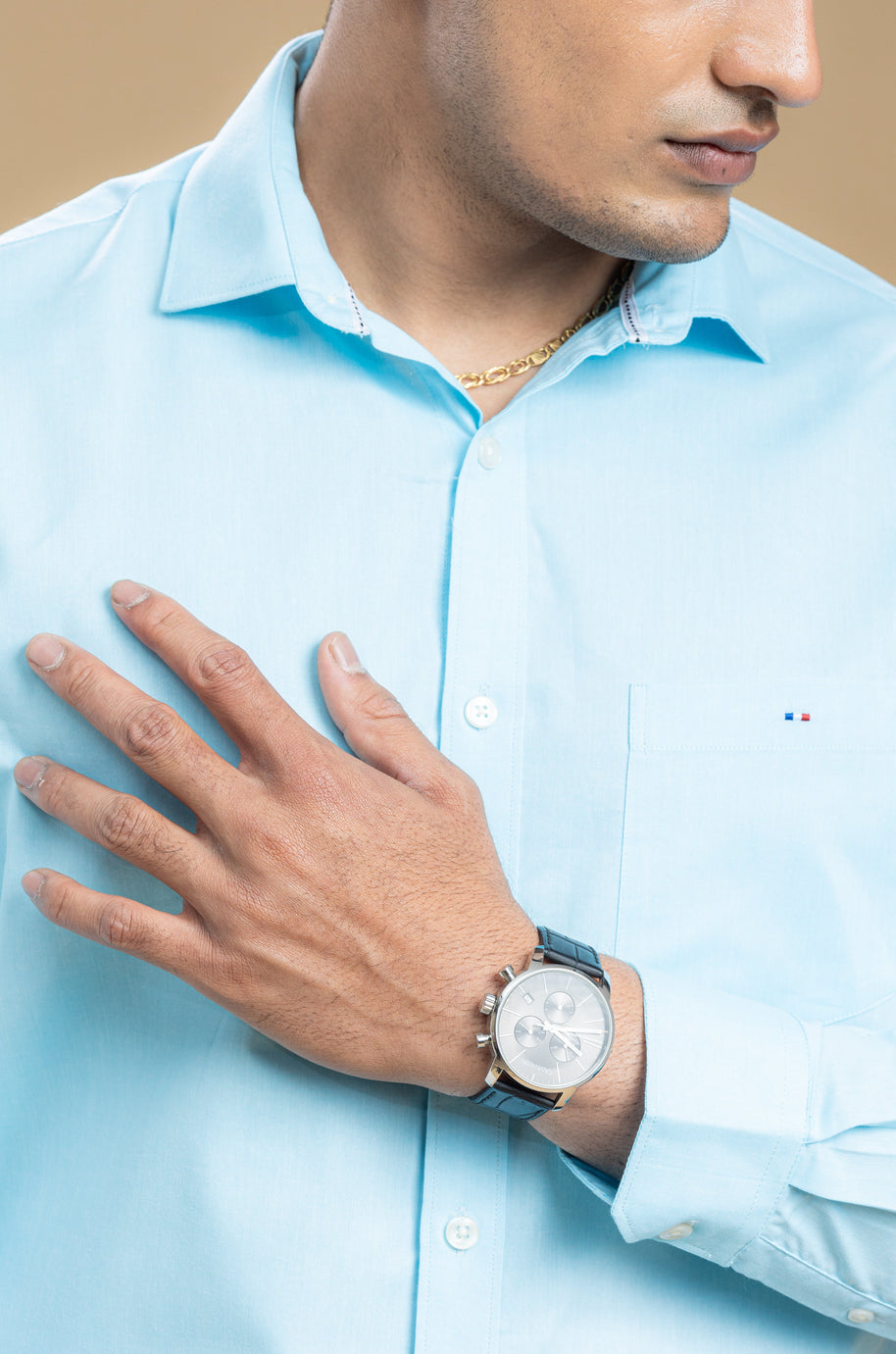 Aqua Blue Solid Shirt