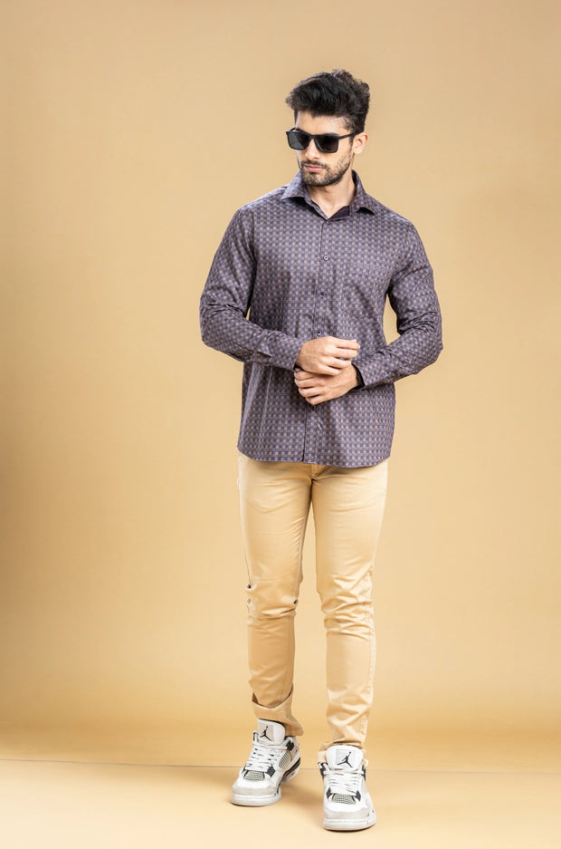 Purple and Beige Printed Shirt