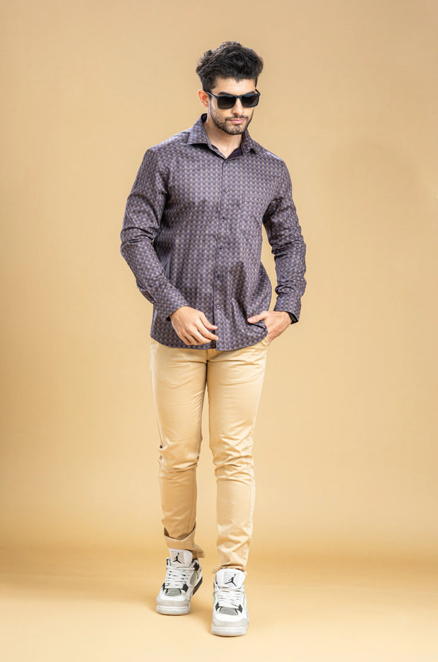 Purple and Beige Printed Shirt
