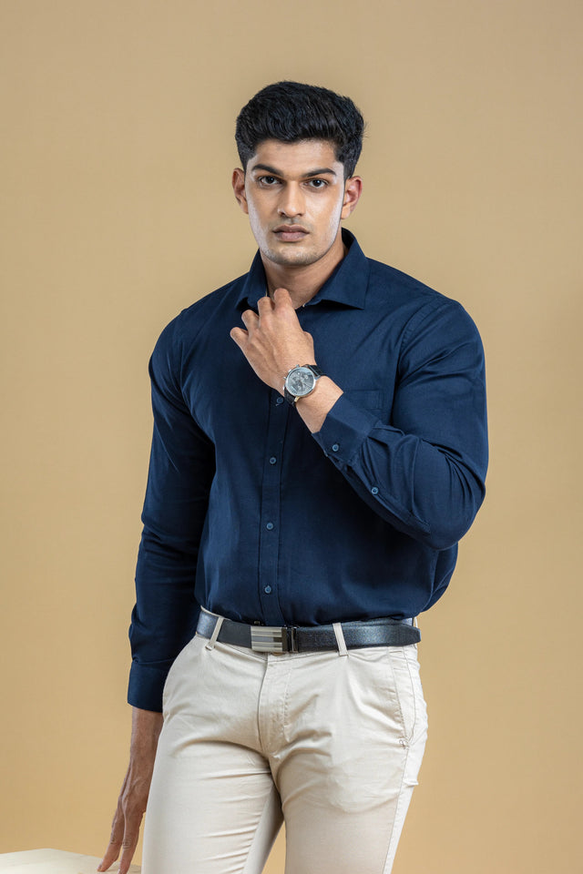 Indigo Blue Classic Solid Shirt