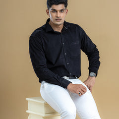 Black Corduroy Solid Shirt