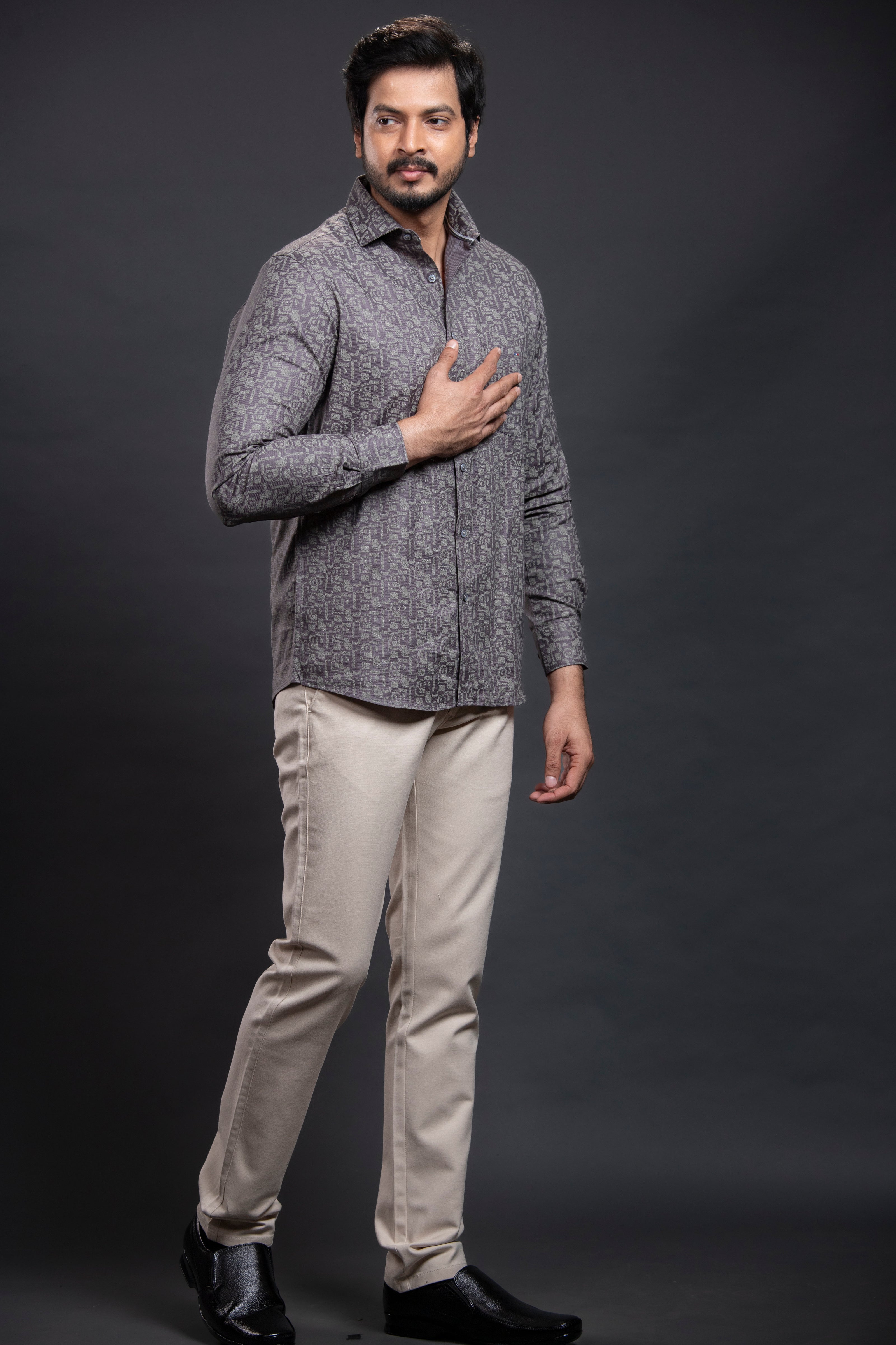 Dark Grey Printed Shirt