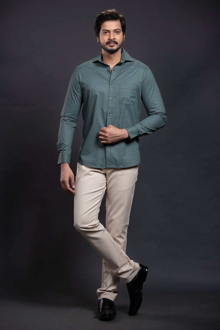 Olive Printed Shirt