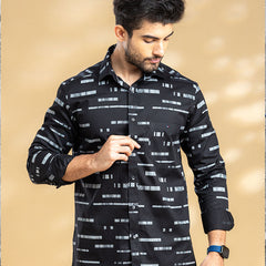 Abstract Black Cotton Printed Shirt