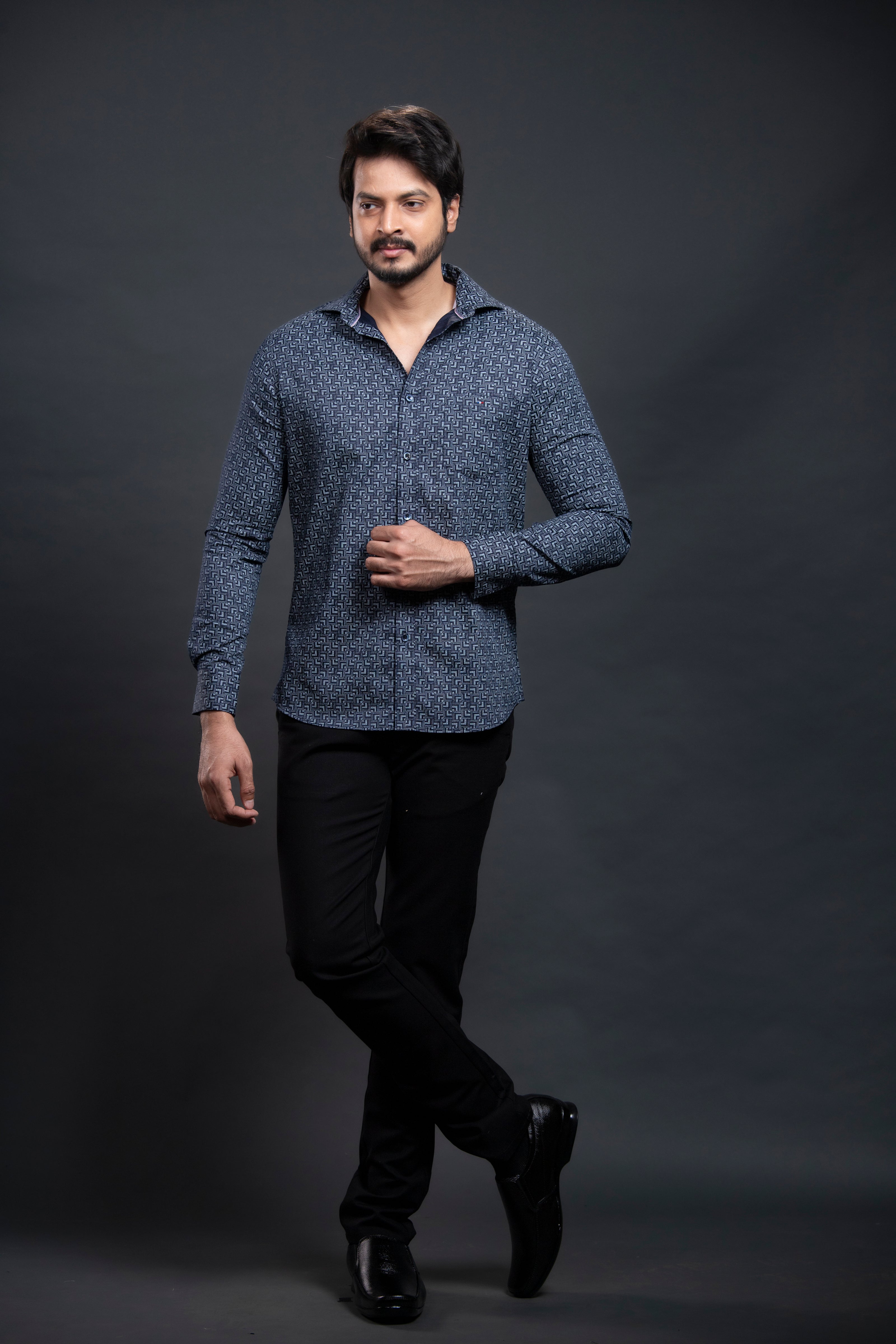 Navy Printed Shirt