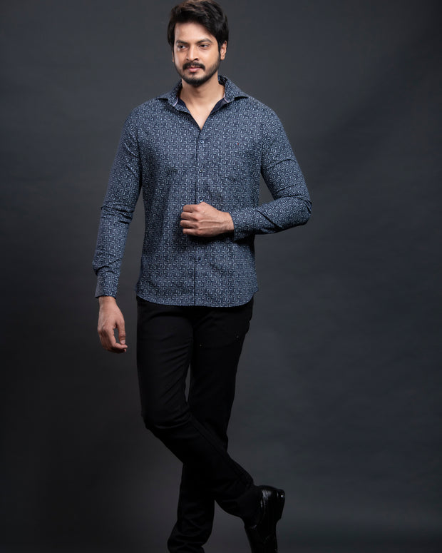 Navy Printed Shirt