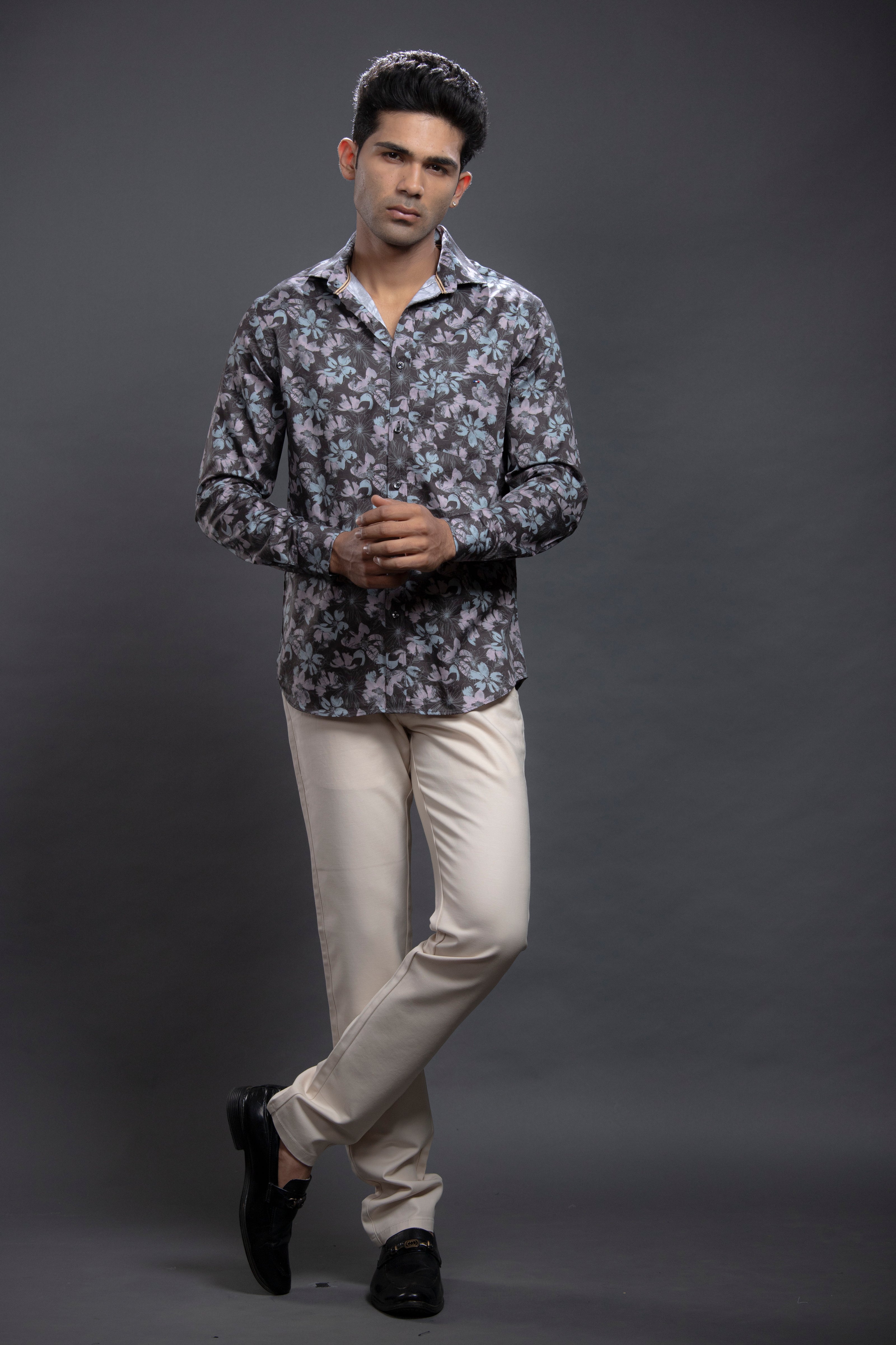 Brown Floral Printed Shirts