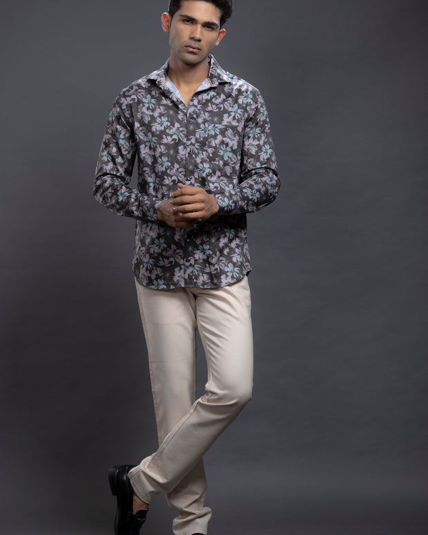 Brown Floral Printed Shirts