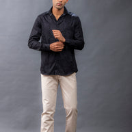 Black Dobby Printed Shirts