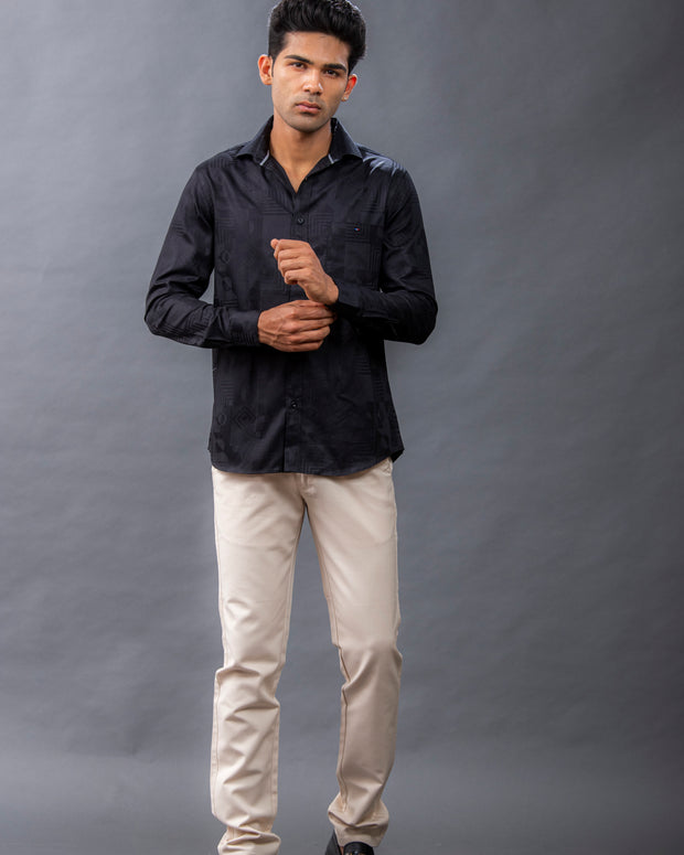 Black Dobby Printed Shirts