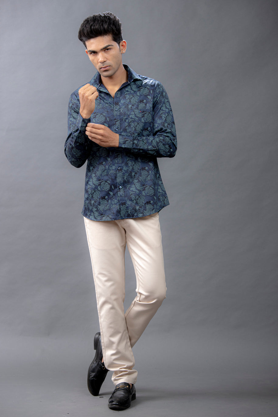 Aqua Floral Printed Shirt