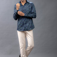 Aqua Floral Printed Shirt
