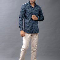 Aqua Floral Printed Shirt
