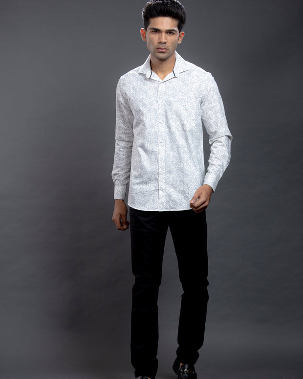 Grey Floral Printed Shirt
