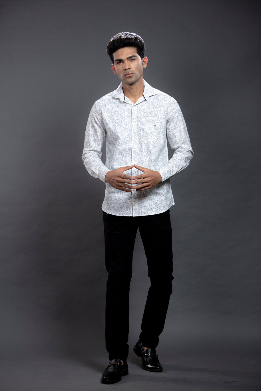 Grey Floral Printed Shirt