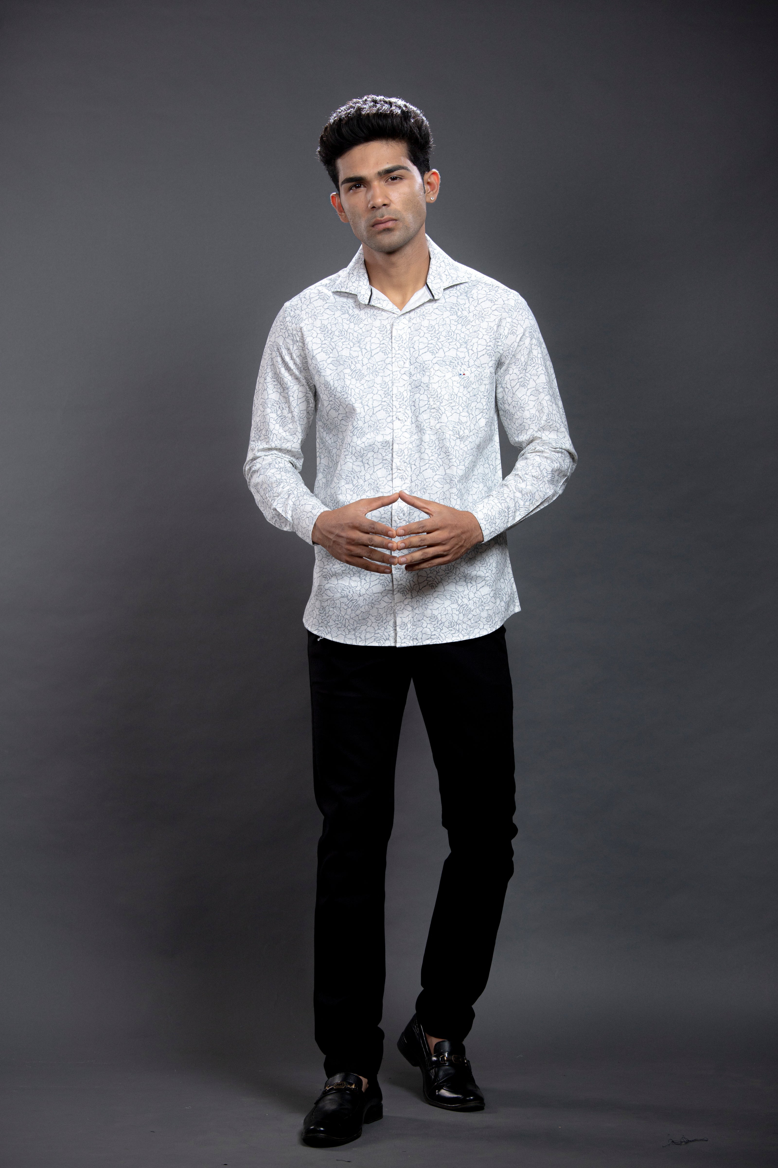 Grey Floral Printed Shirt