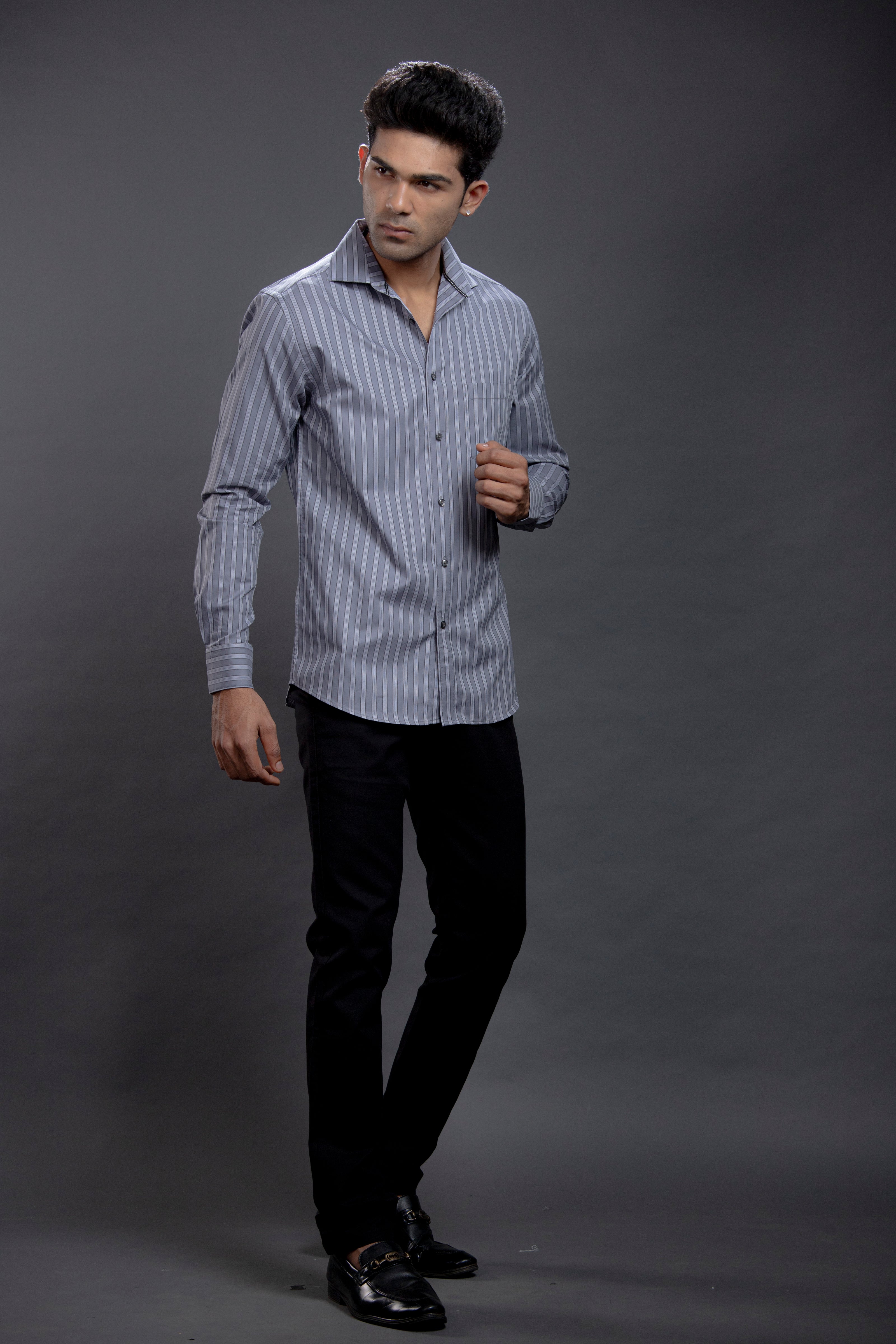 Grey Striped Shirts