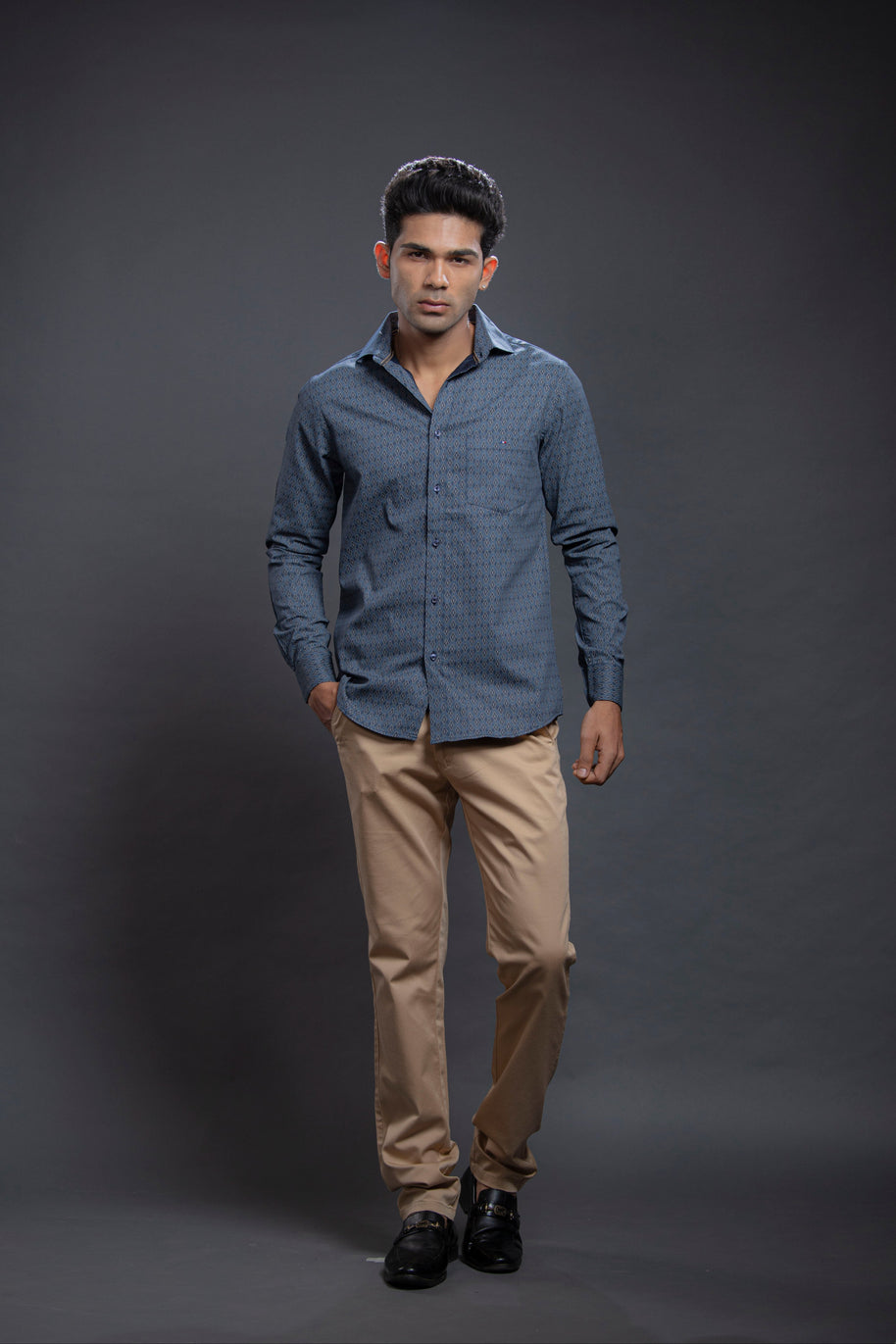 Navy Diamond Shaped Printed Shirt