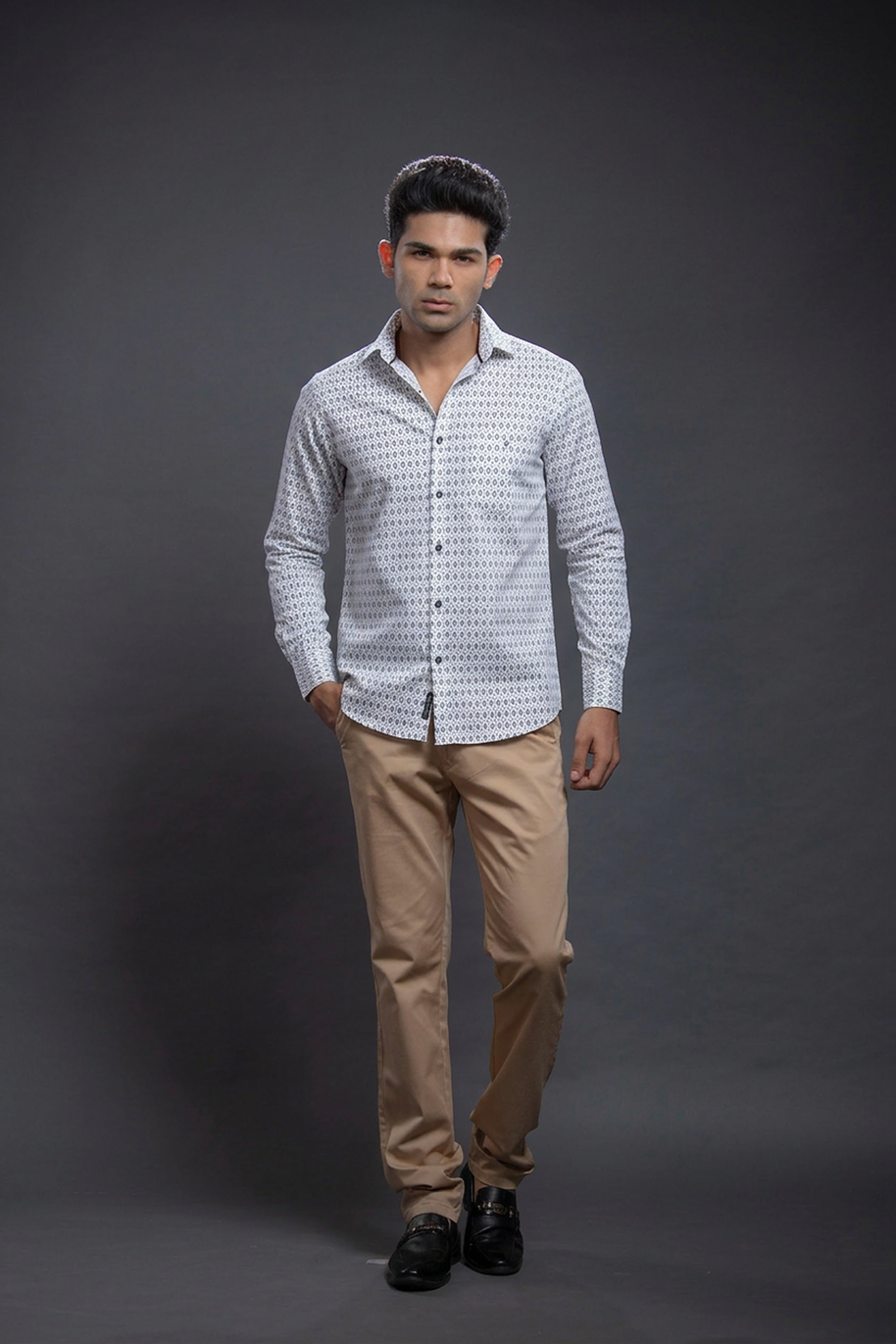 Navy Diamond Shaped Printed Shirt