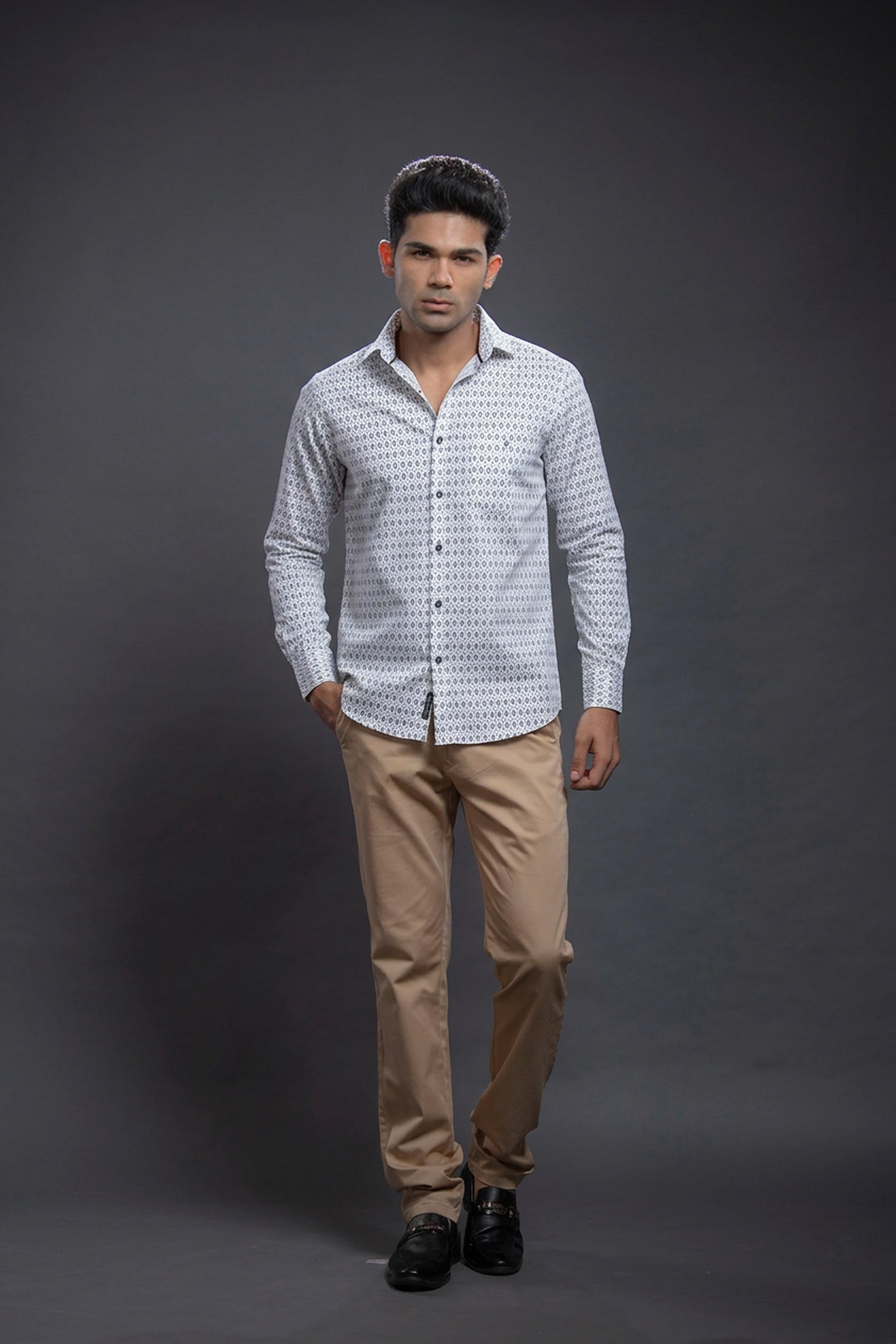 Navy Diamond Shaped Printed Shirt