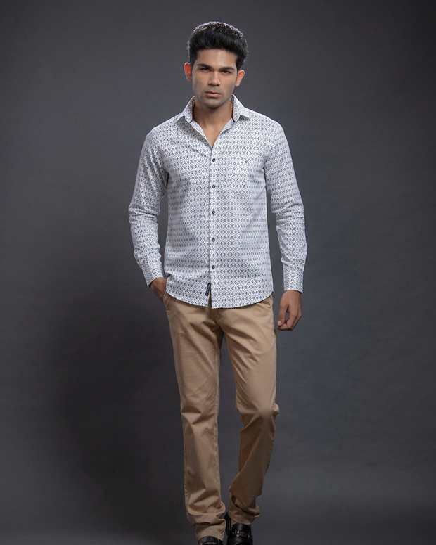 Navy Diamond Shaped Printed Shirt