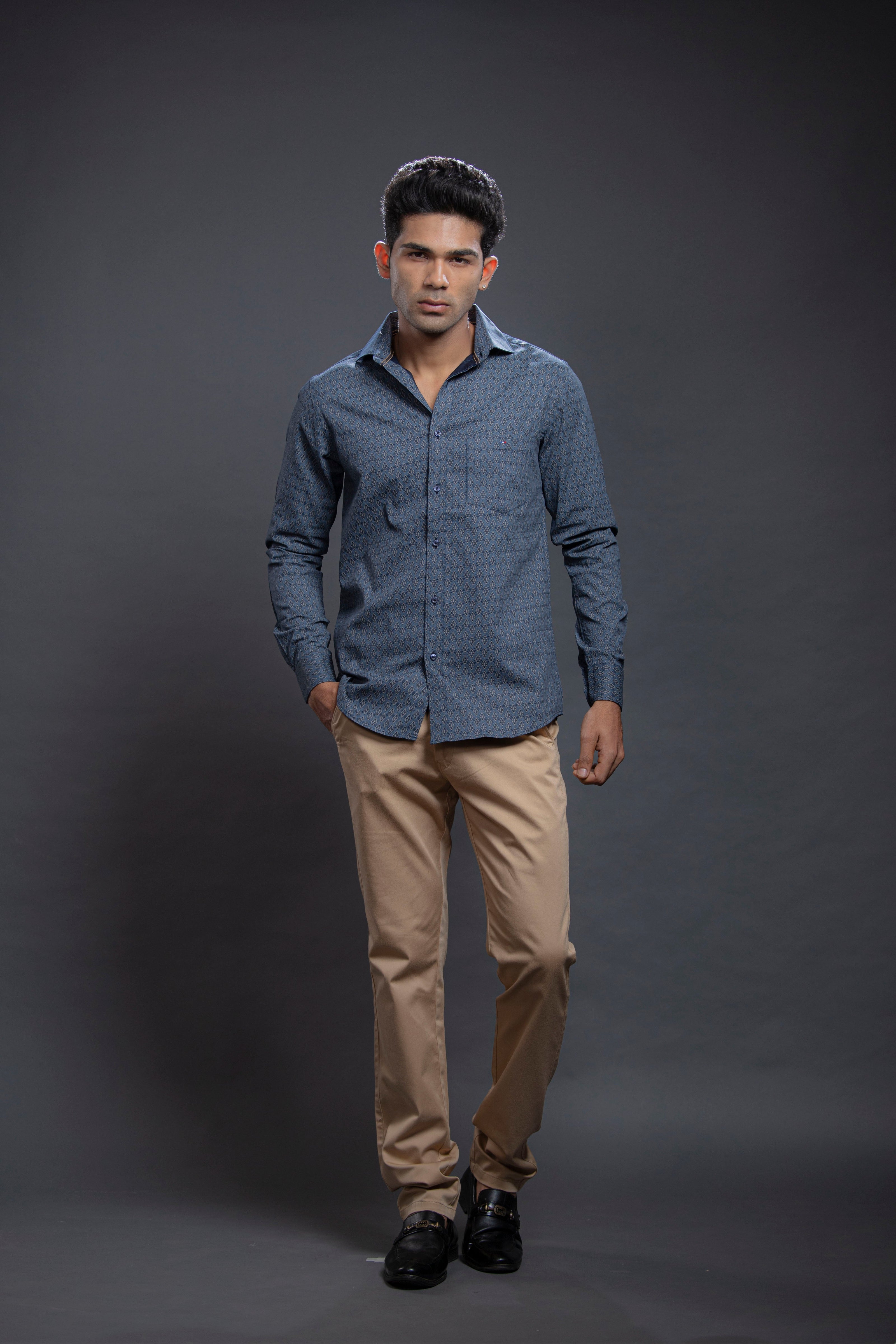 Navy Diamond Shaped Printed Shirt