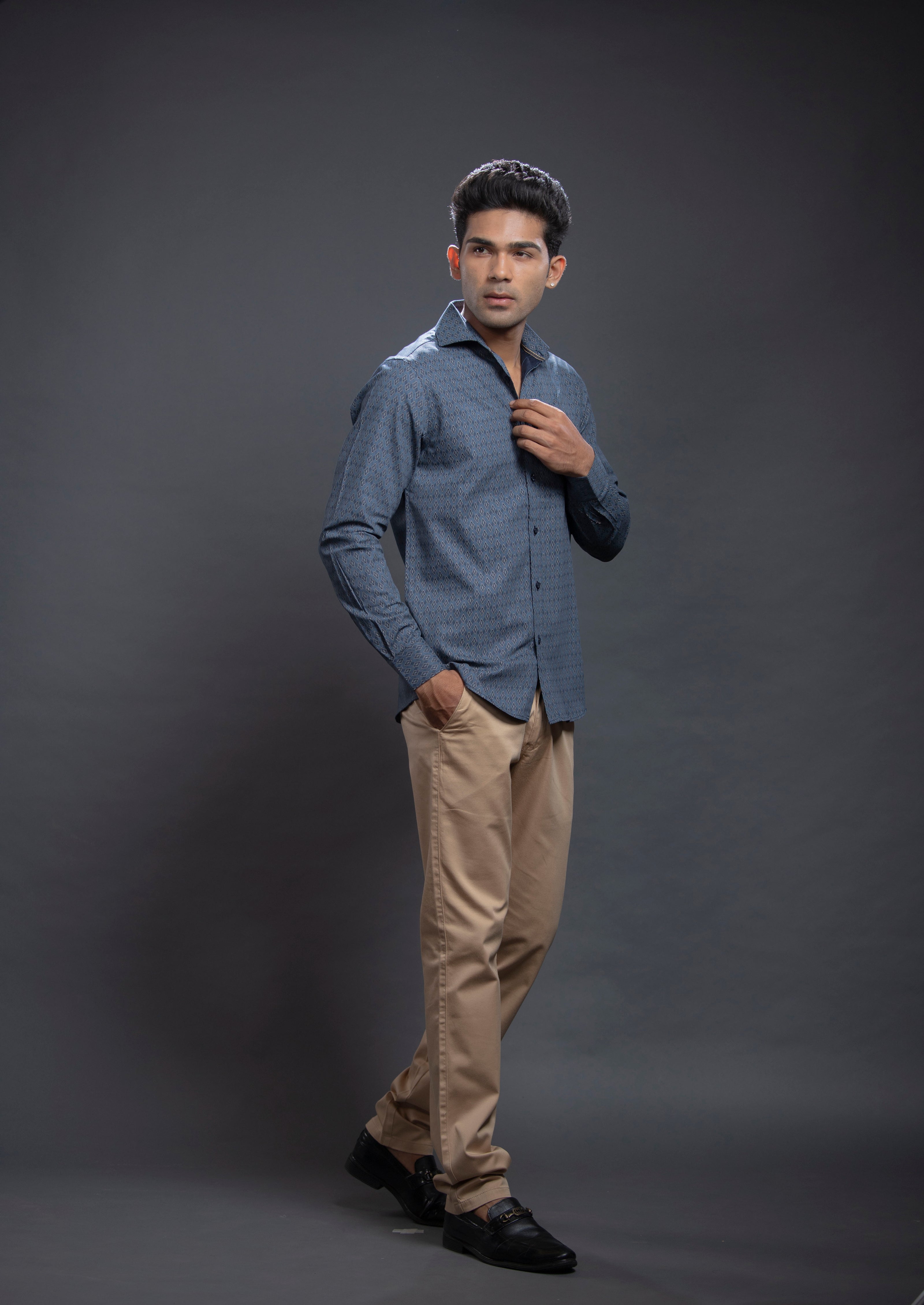 Navy Diamond Shaped Printed Shirt