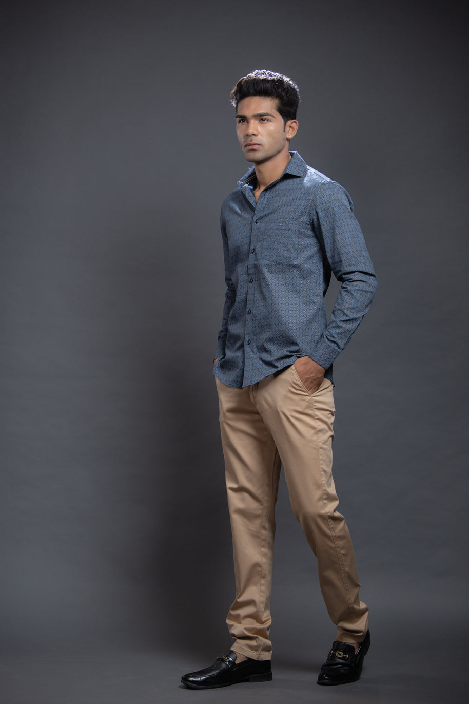 Navy Diamond Shaped Printed Shirt