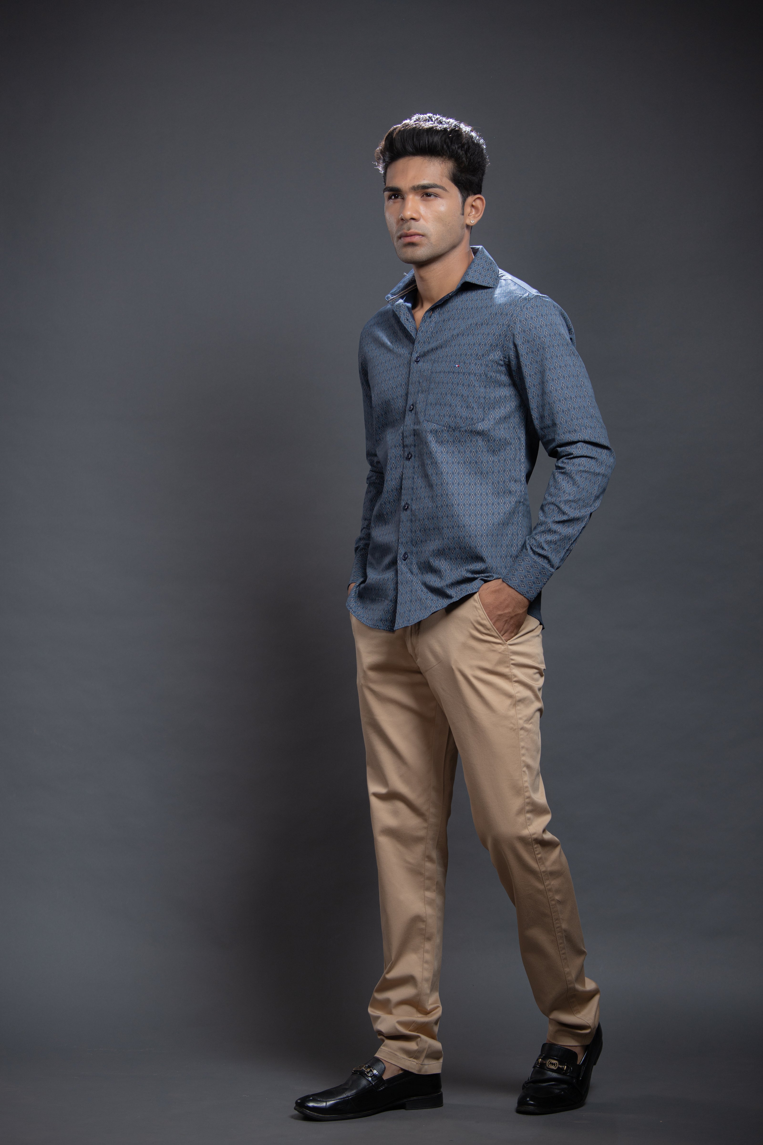 Navy Diamond Shaped Printed Shirt