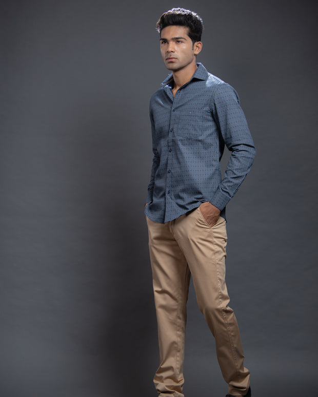 Navy Diamond Shaped Printed Shirt