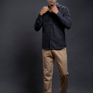 Black Dobby Checkered Shirts
