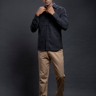 Black Dobby Checkered Shirts