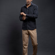 Black Dobby Checkered Shirts