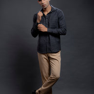 Black Dobby Checkered Shirts