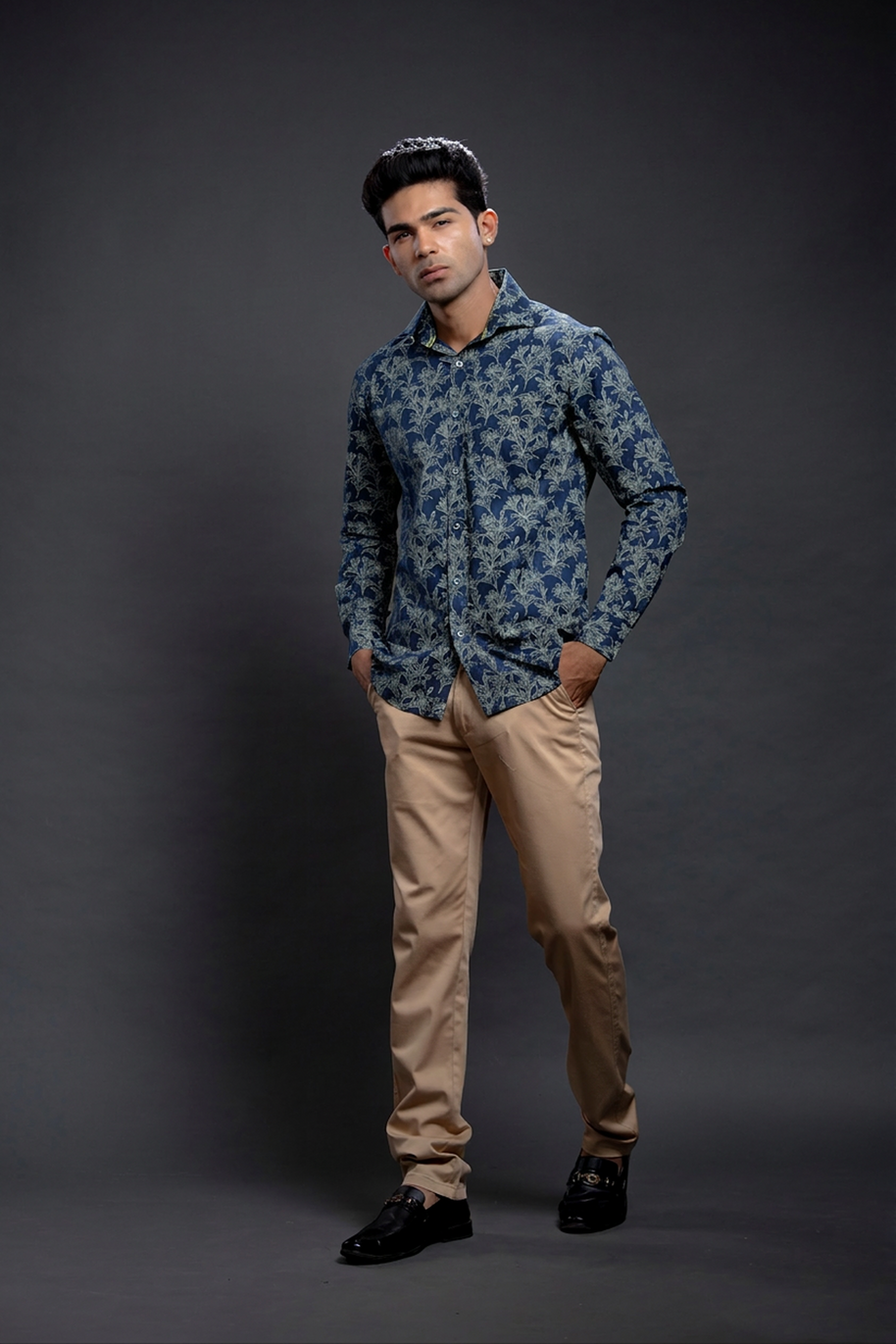 Olive Floral Printed Shirts